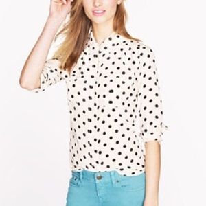 JCrew Silk Blush Polka Dot Blouse